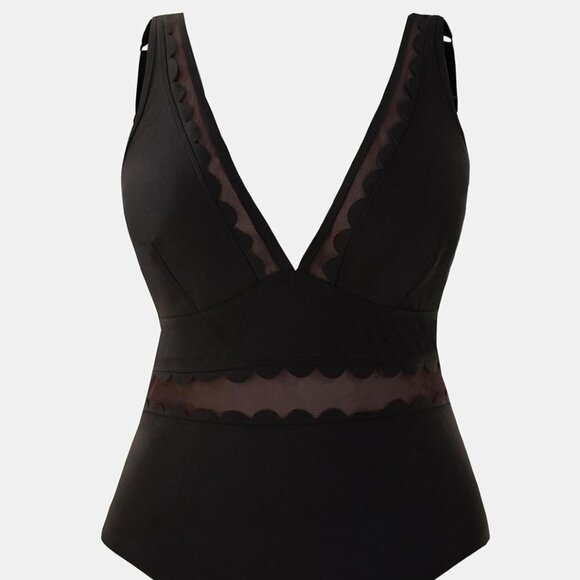NWT Cupshe black one piece scalloped top size XXL - Picture 3 of 9